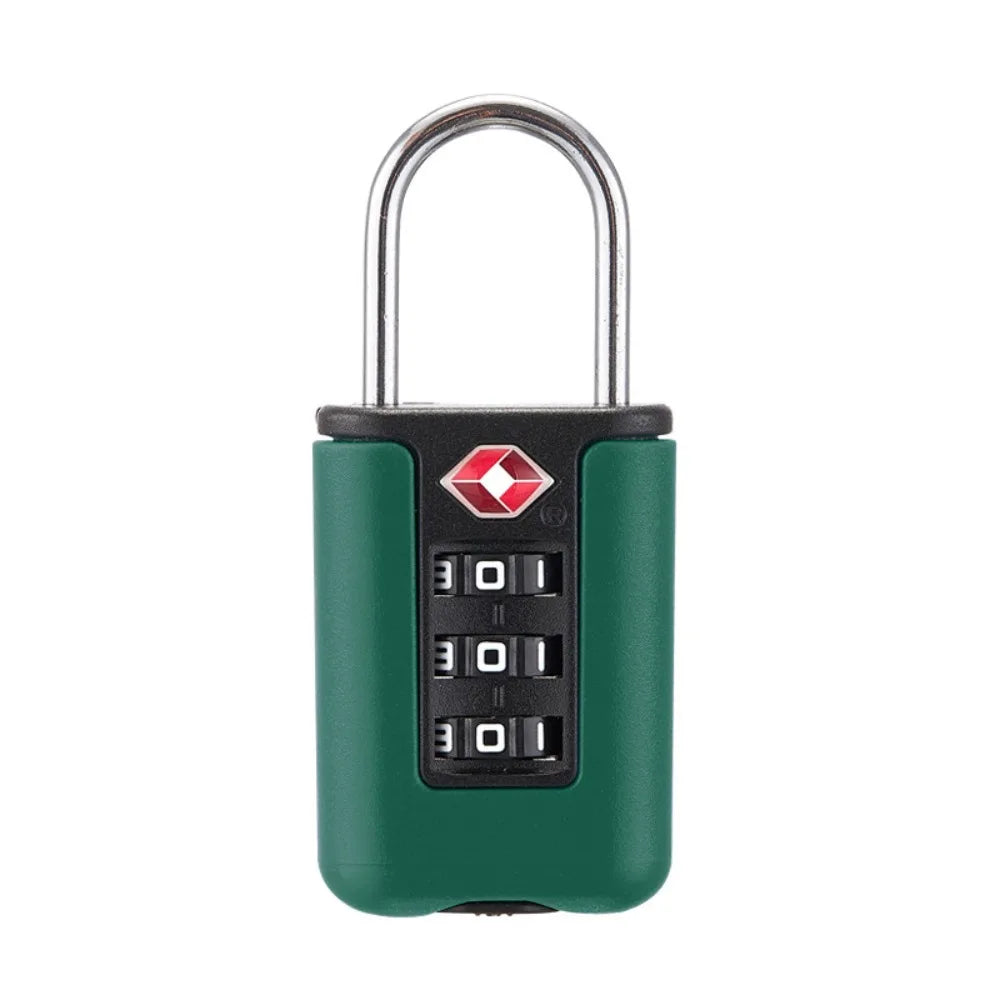 Durable TSA 3 Digit Combination Lock Anti-theft Security Tool Customs Password Lock Contrast Color Padlock Travel Quake Dark Green