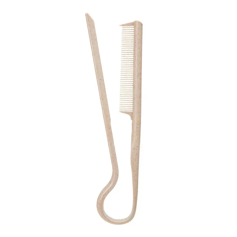 New V Shaped Hairdressing Comb Messy Hair Straightening Splint Comb Hair Styling Tool Special Portable for Hair Wigs Quake Beige