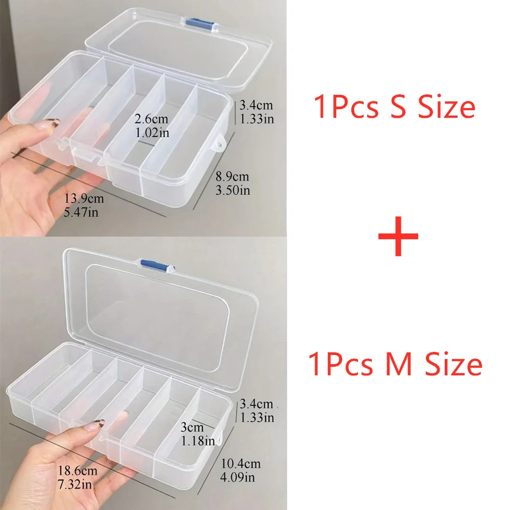 5/6-grid Portable Clear Plastic Storage Box Hair Clips Jewelry Accessories Organizer Household Travel Supplies With Dust Proof Quake 1 S 1 M