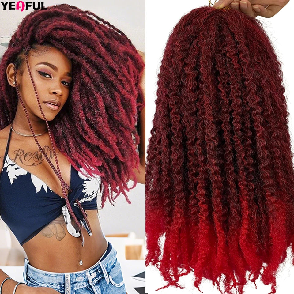 Yeaful 18 Inch Synthetic Marley Twist Braiding Hair Red Black Brown Ginger Bug Blonde #4 Pre Looped Marley Twists Crochet Hair Quake