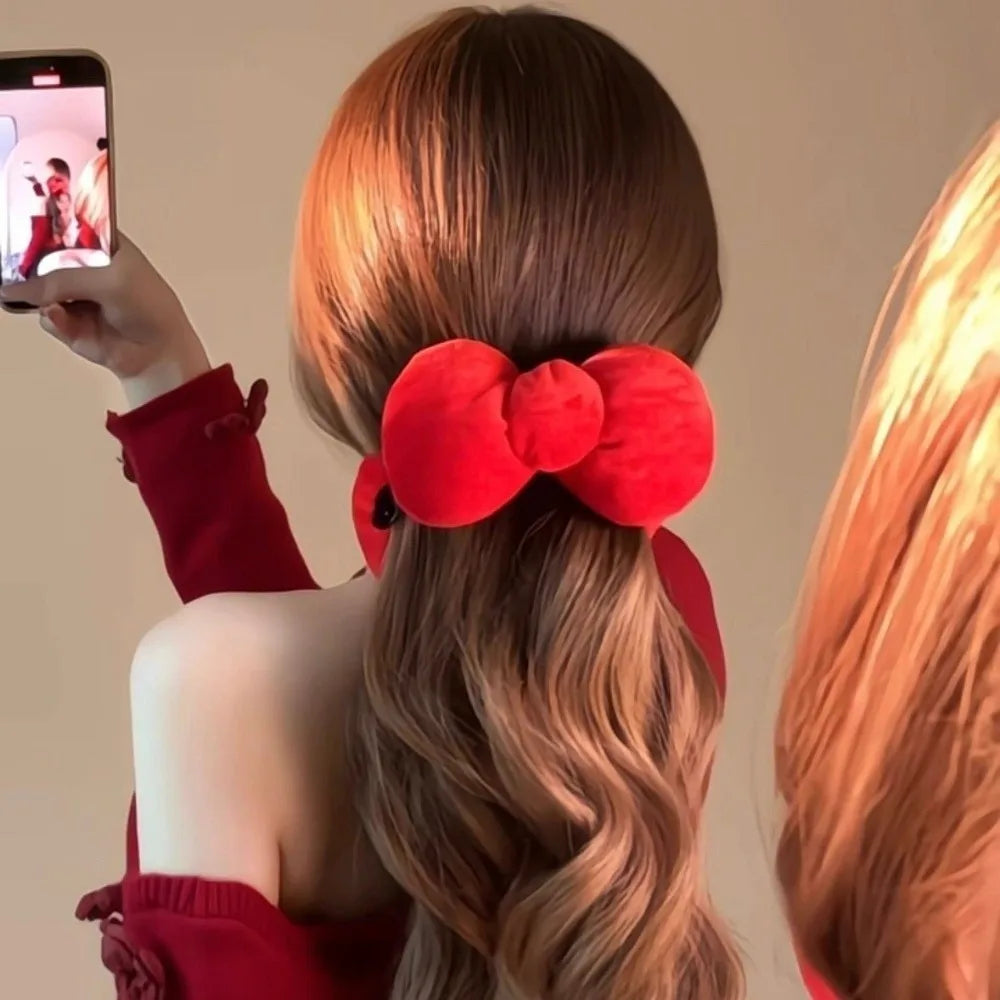 New Extra Large Bow Hair Clip Twist Clip Filling Cotton Red Girly Hair Accessory Bow Headwear Quake