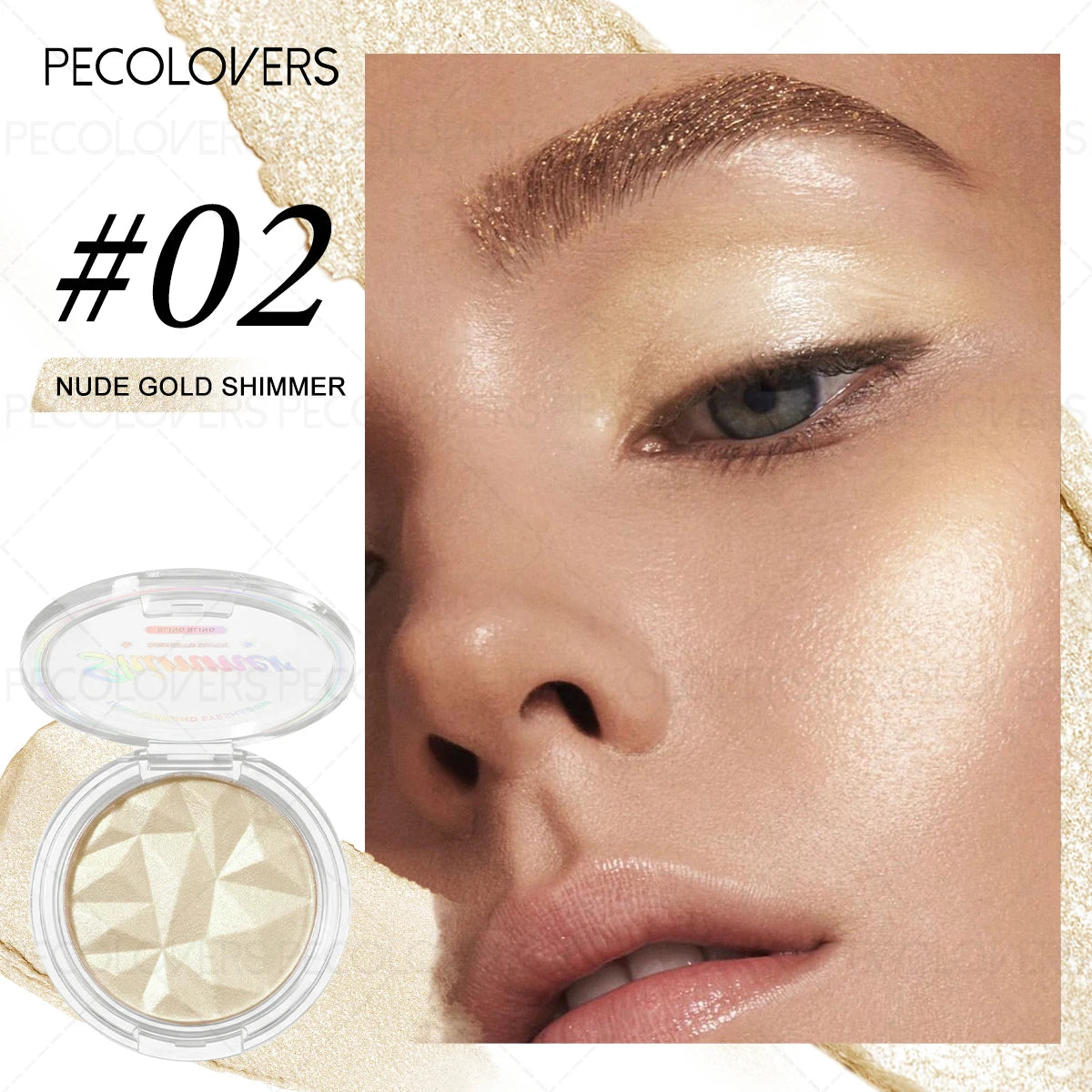 1PC Face Highlight Palette, White Silver and Champagne, Brightening Face Highlight, Waterproof, Facial Cosmetics Quake 02