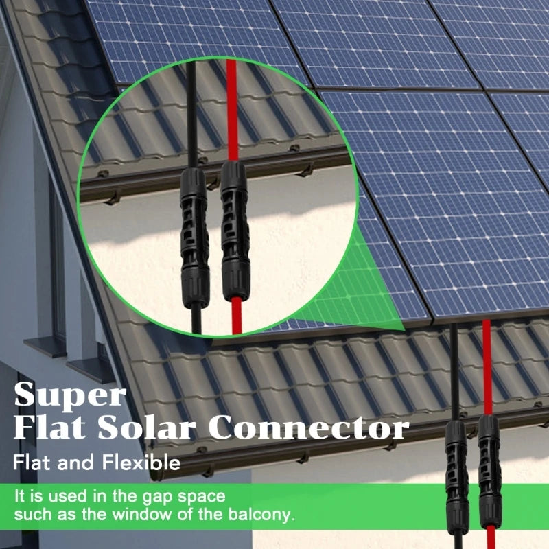 Solar Extension Cable Set with Flat 2-Wire Cable, 42 Connector Wire for Roof Array Wiring and Outdoor Link Use Daily K1KF Quake