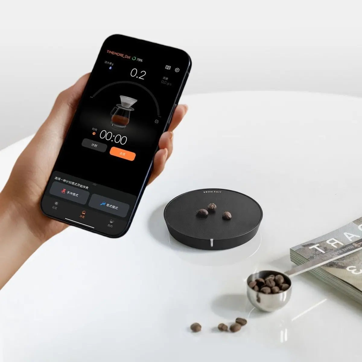 TIMEMORE Black Mirror Dot Smart Coffee Electronic Scale Home Bluetooth Connected No‑Screen Digital Scales APP Interconnection Quake