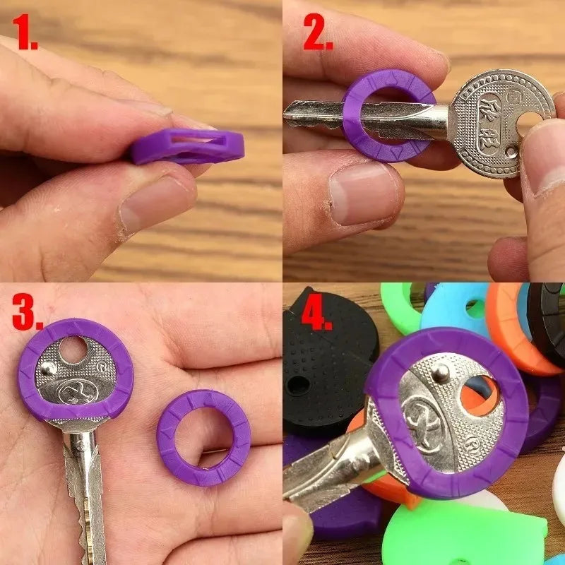 Soft Silicone Key Top Covers Color Key Sleeve Elastic Key Identifiers Protector Organizer Labels Keyring Protection Accessories Quake
