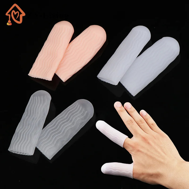1 Pair Silicone Finger Protector Sleeve Cover Anti-cut Heat Resistant Finger Sleeves Great Cooking Kitchen Tools Quake