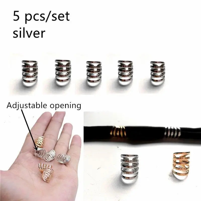 5-50 Pcs/set Opening Silver Hair Ring Hip-hop Hair Braid Charm Dreadlock Beads Clips Cuffs Rings Jewelry Dreadlocks Accessories Quake 5pcs 12