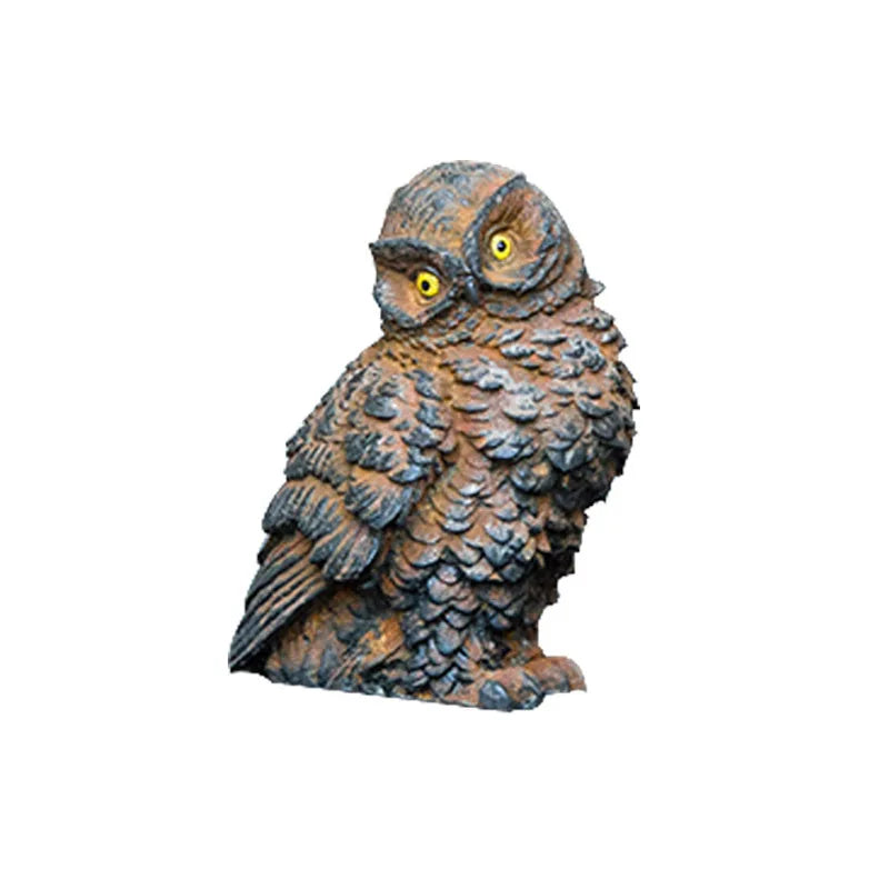 Imitation Cast Iron Rust Style Owl Living Room Desktop Mini Home Decoration Study Room Ornament Purely Handmade Tea Pet Quake