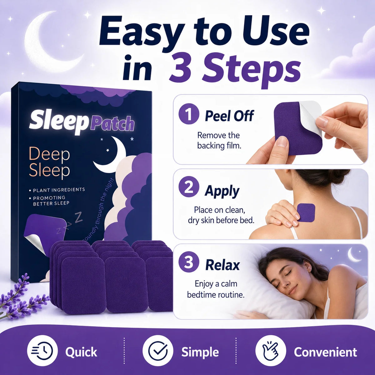 30PCS Sleep Patch Nighttime Wellness Patch Plant-Inspired Comfortable Night Patch for Bedtime Routine Travel Home Quake
