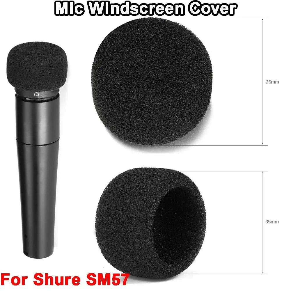 Replacement Mic Windscreen Cover Flocked Sponge Foam Windproof Microphone Cover Noise Reduction Sponge for Shure SM57 Quake