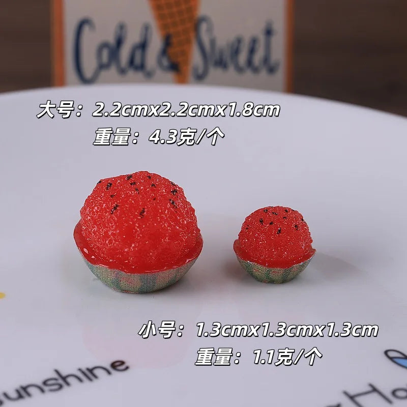 50pcs Creative Watermelon Slushy Orange Ornament Simulation Food Miniature For Desktop Decor DIY Resin Crafts Home Accessories Quake big red