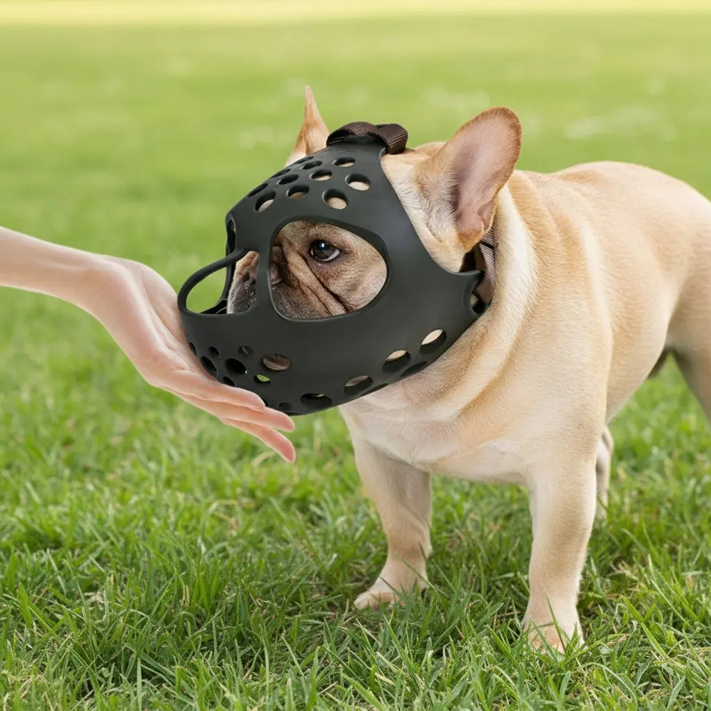 Short Snout Dog Muzzle,Soft Silicone Flat Faced Muzzle for French Bulldog Shih Tzu & Pug for Biting Chewing Licking and Grooming Quake