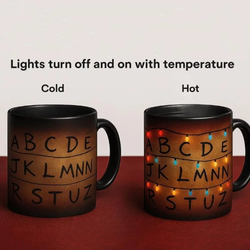 Ceramic craft cup Stranger Lights 11oz Thermochromic Mug Temperature Heat Sensitive Festival Light Cup for Coffee Milk Tea Quake