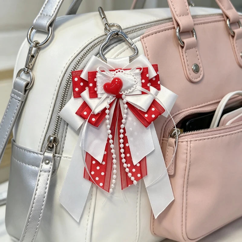 1pc Multi Functional Ribbon Bow Pendant Backpack Decoration Sweet Lolita Style Fashion Luggage Accessories Quake
