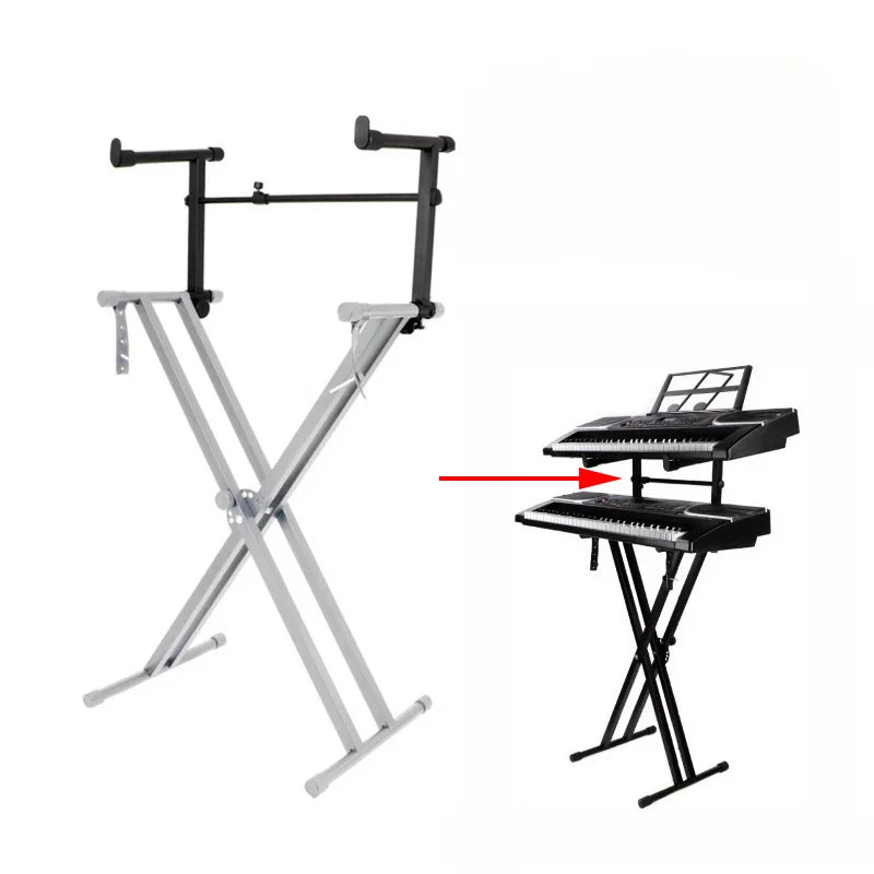 Universal Extension Adapter Second Tier Stand for Electronic Piano Keyboard Stand Rack Holder Adjustable Width 42-75cm Quake