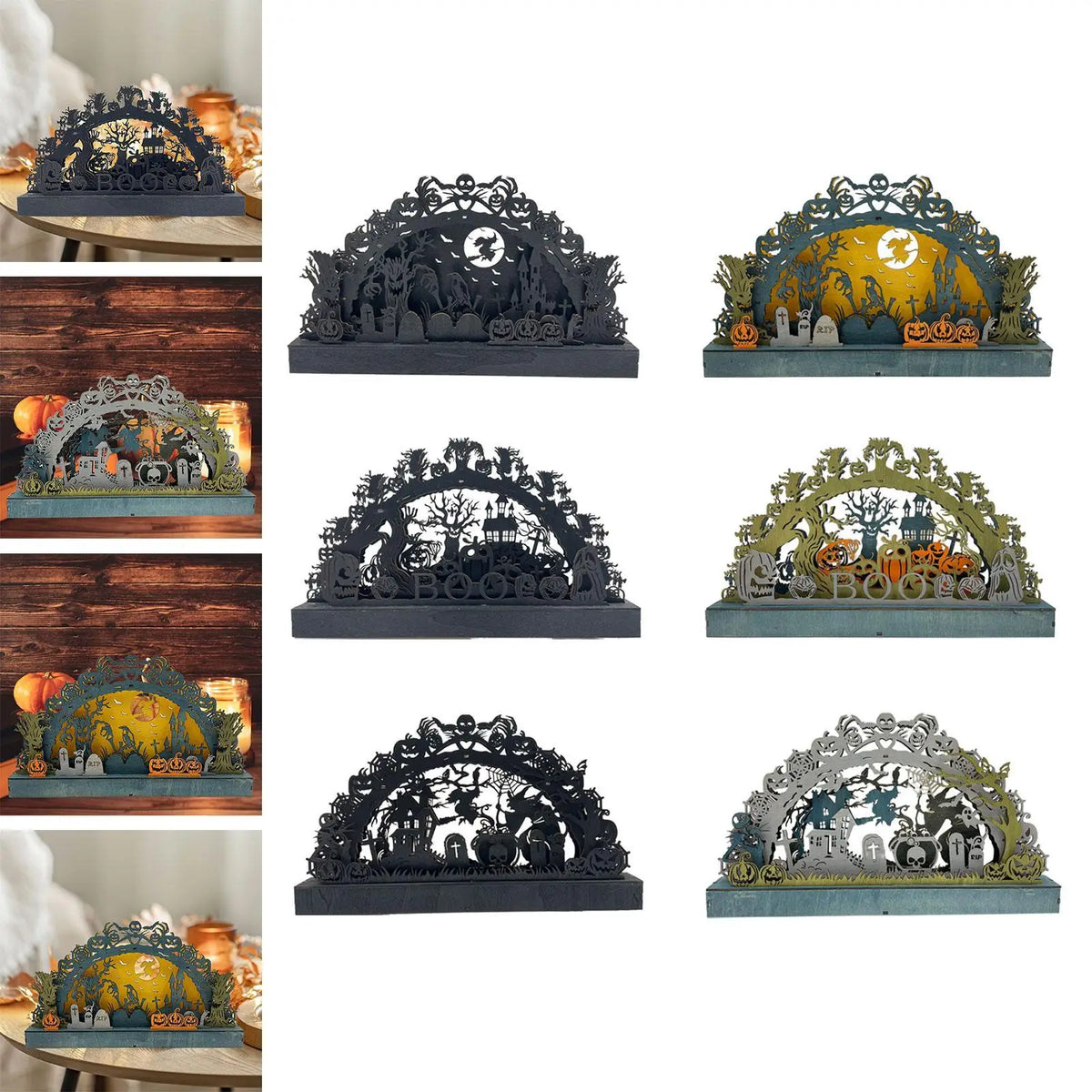 Halloween Tabletop Decoration Wooden Craft for Dinner Party Halloween Themed Quake