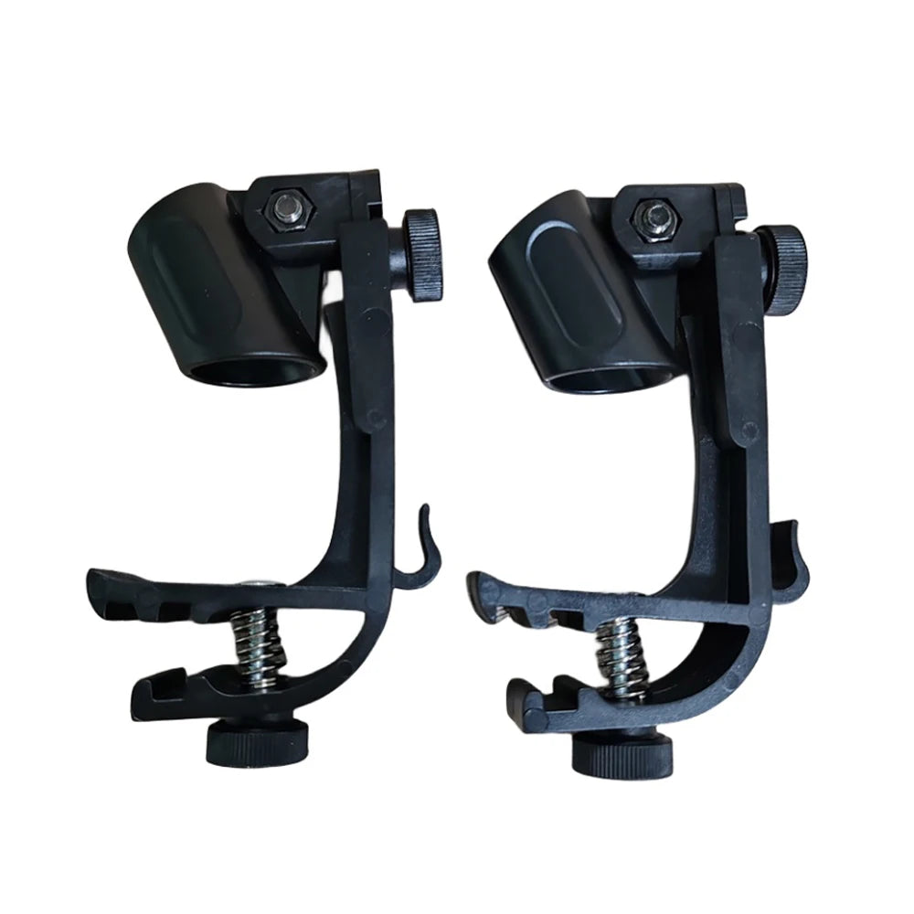 2pcs Drum Microphone Clip Holder Adjustable Shockproof Mic Clips Drum Rim Mount Clamp Quake black