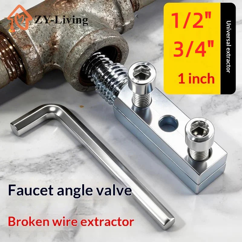 Faucet Valve Broken Thread Extractor Fits 1/2", 3/4", 1 Inch Pipes, Broken Bolt Extractor Kit for Home & Industrial Plumbing Quake