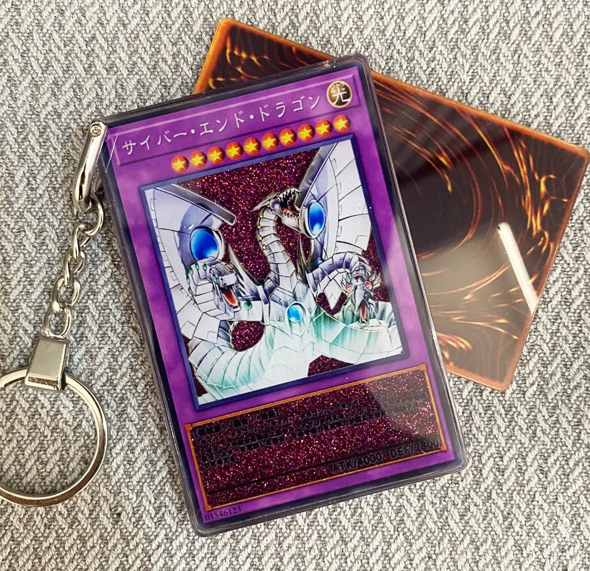 Hot Yu-Gi-Oh! Stardust Dragon Blue-Eyes White Dragon Mind Crush Sand Keychain Glitter Flow Motion Card Holder Collectible Gift Quake sku15