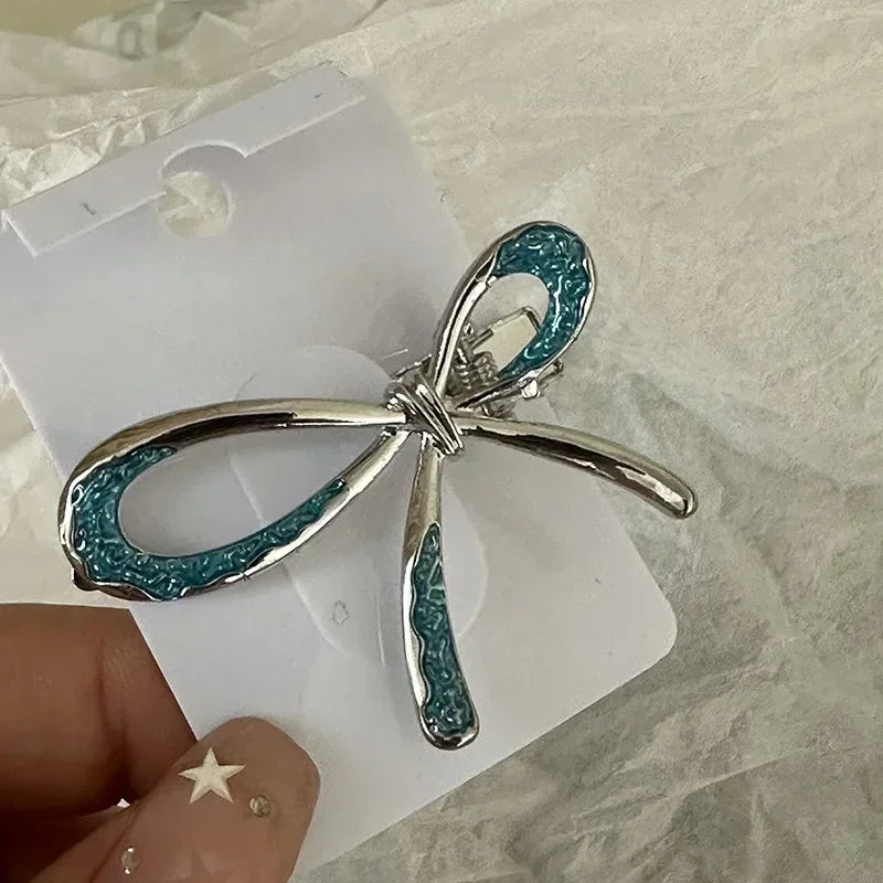 Y2K Blue Silver Alloy Hair Clip Korean Simple Girls Blue Rhinestone Star Metal Duckbill Clip Bangs Side Clip Hair Accessories Quake hdj