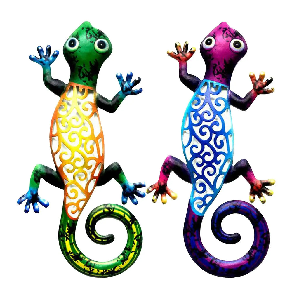 Metal Gecko Wall Decor Art ing Ornaments Backyard Porch Lawn Fence Decor Quake