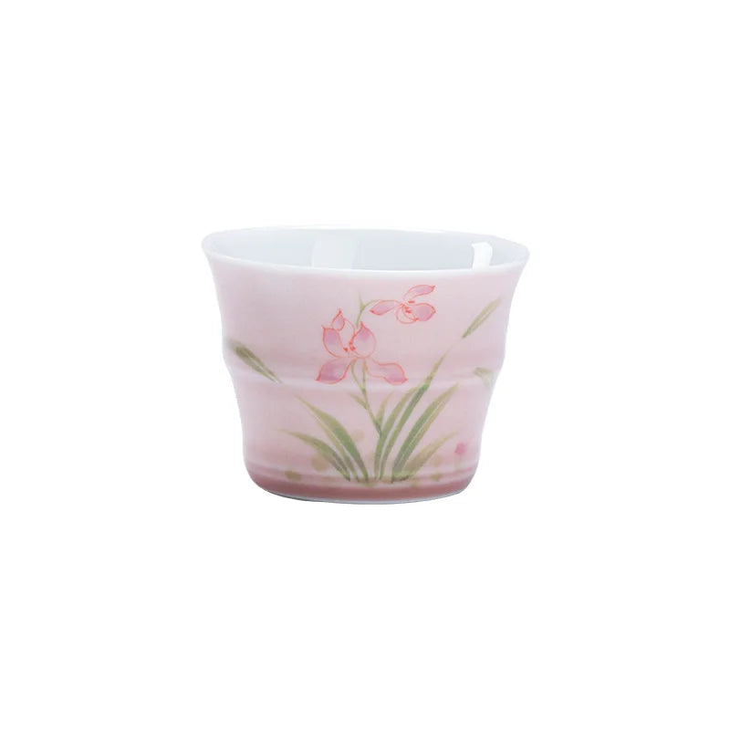 Hand-painted Orchid Kung Fu Tea Cup Ceramic Bamboo-shaped Tea Cup Thin-walled Tea Cup Чайная чашка Quake