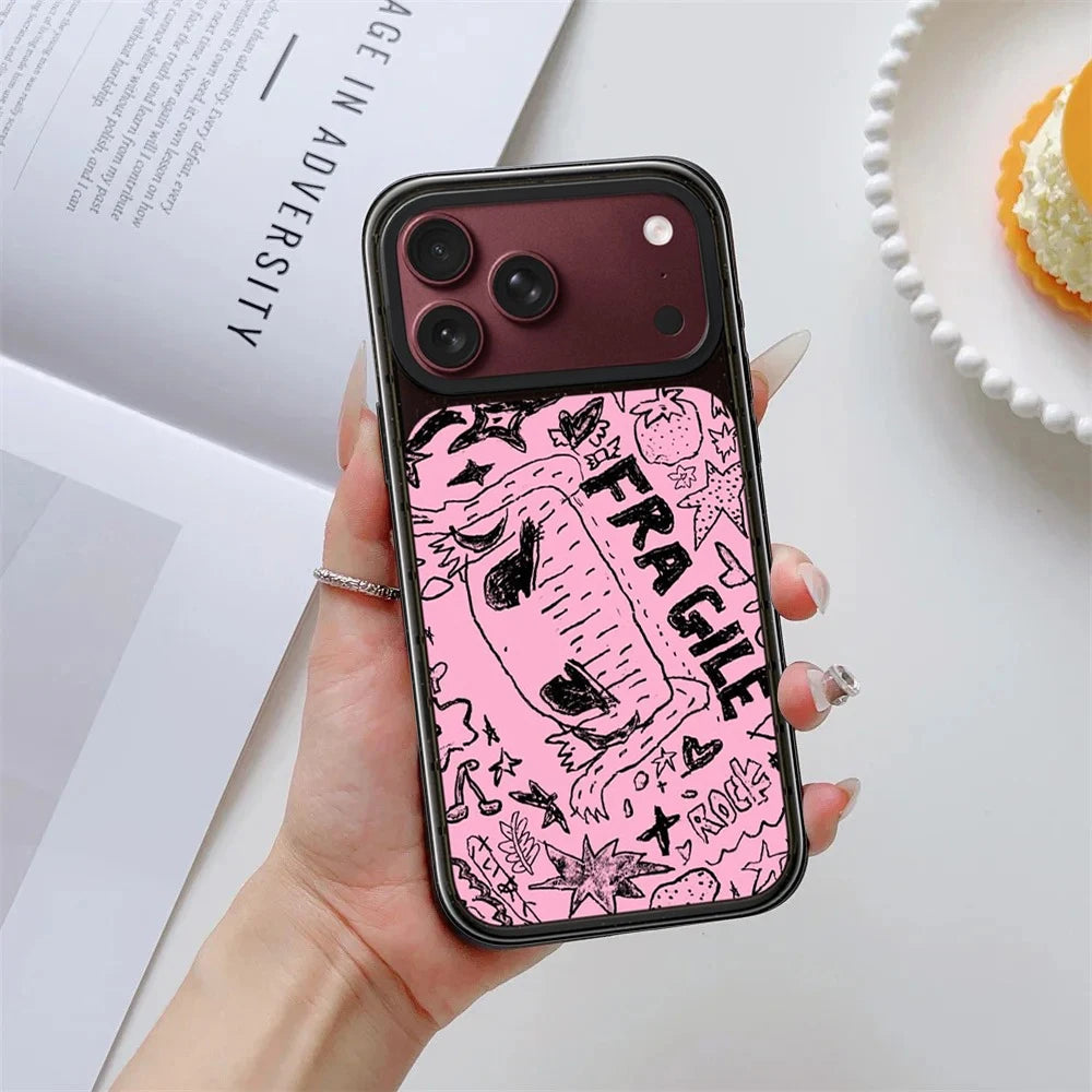 Eat Well Pattern Glaze / Mirror Surface Impact Black Border Magnetic Case: Compatible with IPhone 18 17 Pro Max 18Pro Quake