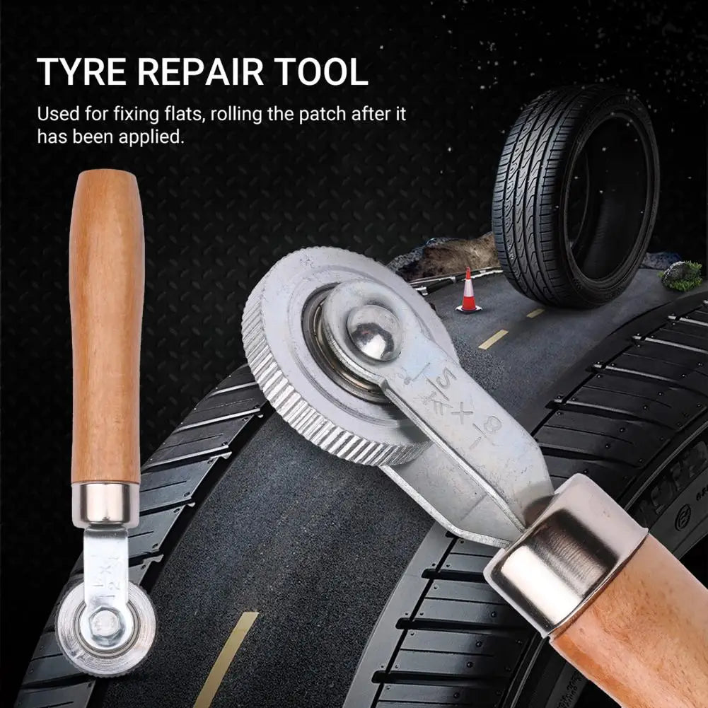 Motorcycle Tire Flat Roller Smooth Rolling Stable Wood Handle Anti Corrosion Tire Patch Roller for Workshop Quake