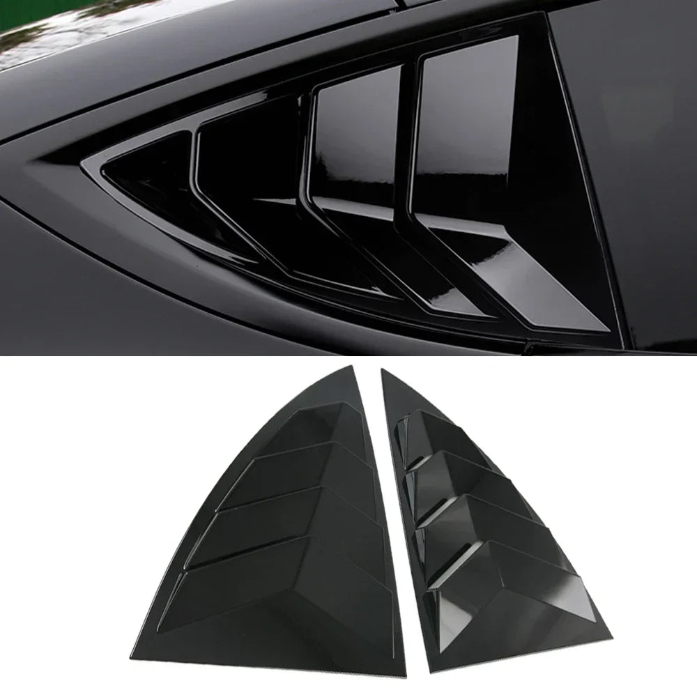 For Tesla Model Y 2019-2023 Car Rear Louver Window Side Shutter Cover Trim Sticker Vent Scoop ABS Carbon Fiber Black Accessories Quake Gloss Black