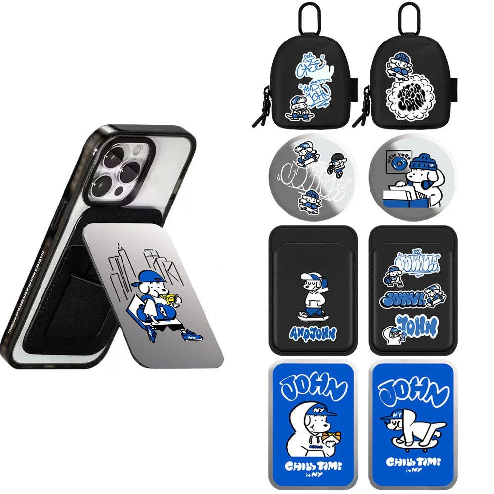 Surfboard Skateboard Dog Magnetic Phone Grip Card Holder Stand for IPhone 13 14 15 16 17 18 Pro Max Case Quake
