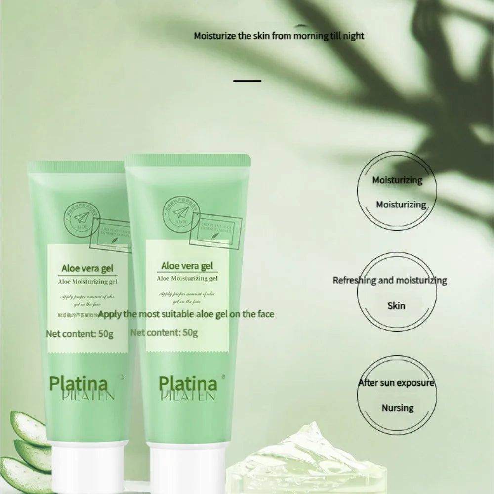 2 pcs Platina Aloe Vera Gel 50g Each Ultra Moisturizing Daily Use Cream Refreshing Suitable for Men & Women Quake 2pcs