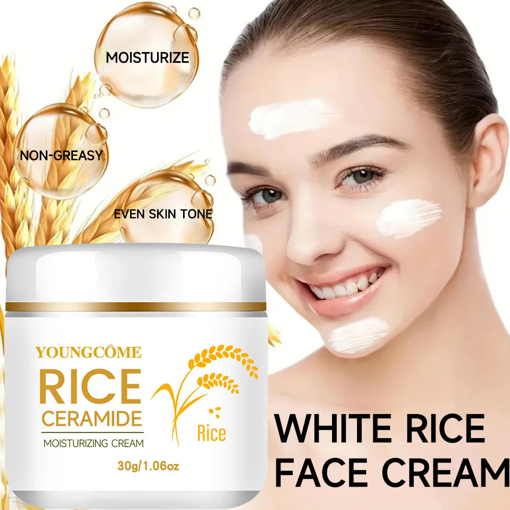 30/60g Rice Cream For Face White Rice Essence Brightening Moisturizing Cream Lightweight Moisturizer Face Cream Smooth Lines Quake