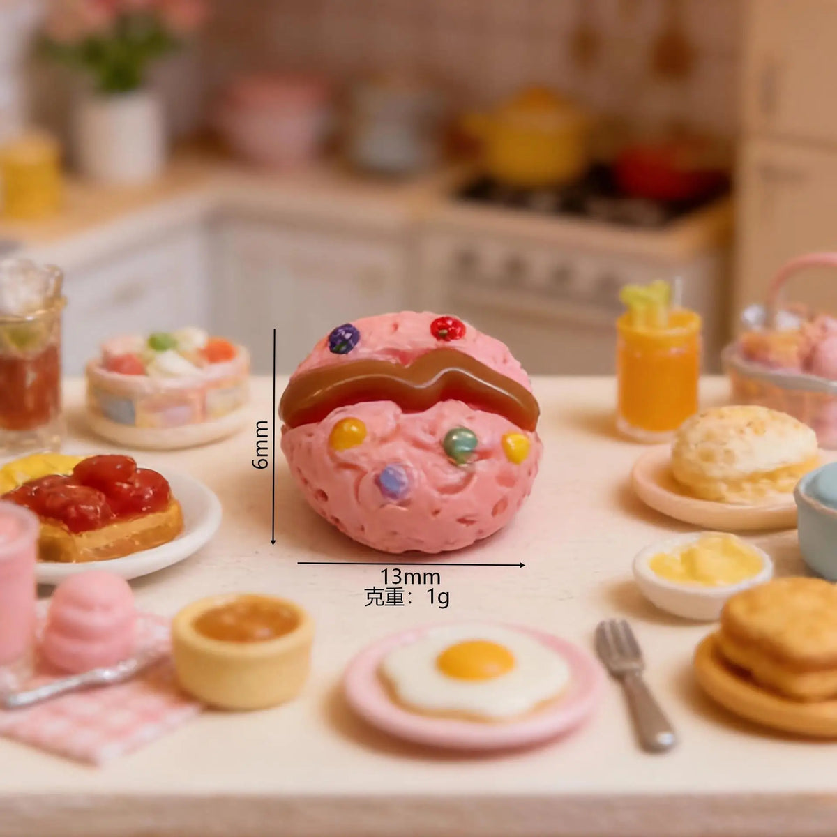 50pcs New Kawaii Bread Cookies Fake Food Resin Miniature For Dollhouse Ornament DIY Simulation Food Accessories Home Decoration Quake pink