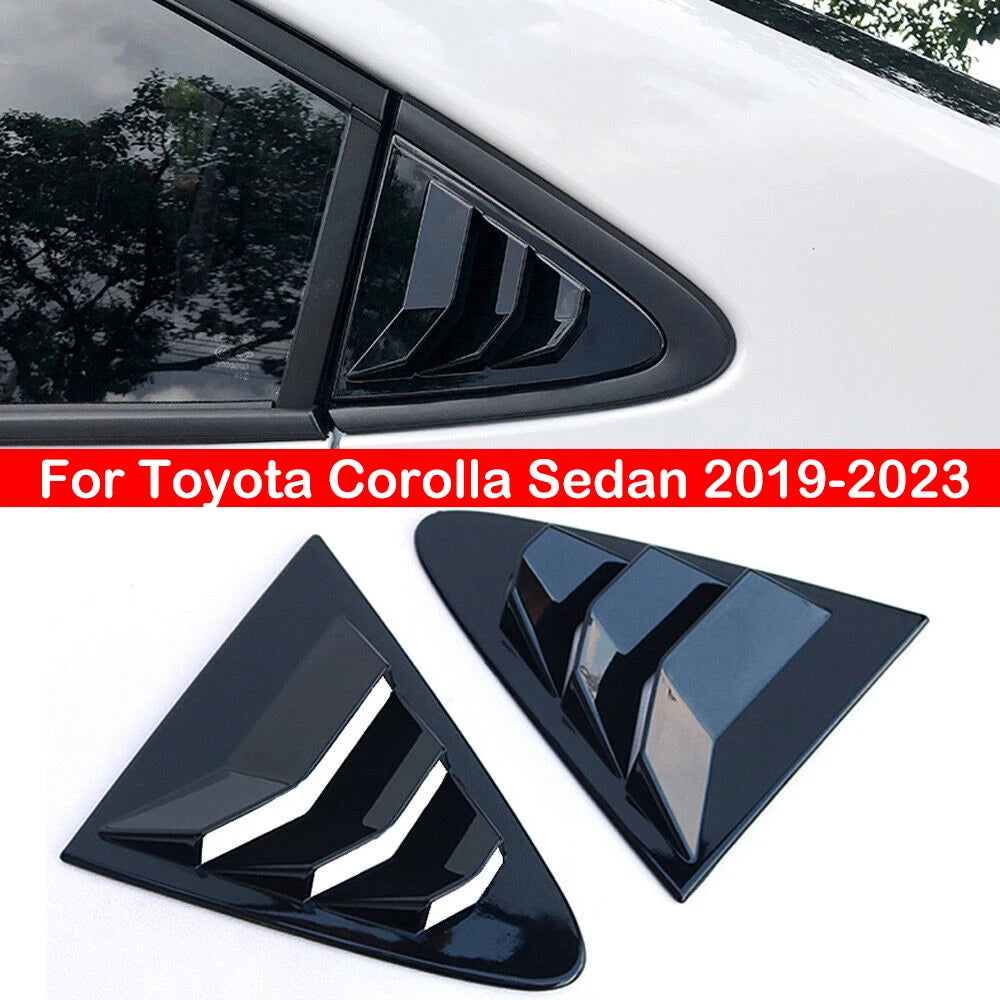 For Toyota Corolla Sedan 2019-2023 Car Rear Louver Window Side Shutter Cover Trim Sticker Vent Scoop ABS Carbon Fiber Black Quake