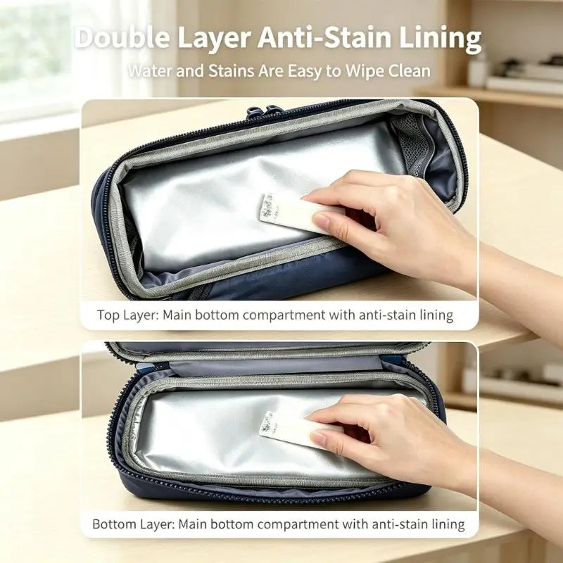 Clear Window Pencil Case with Two Zippered Sections, Roomy Interior and Flat Base for Organized Student Supplies K1KF Quake