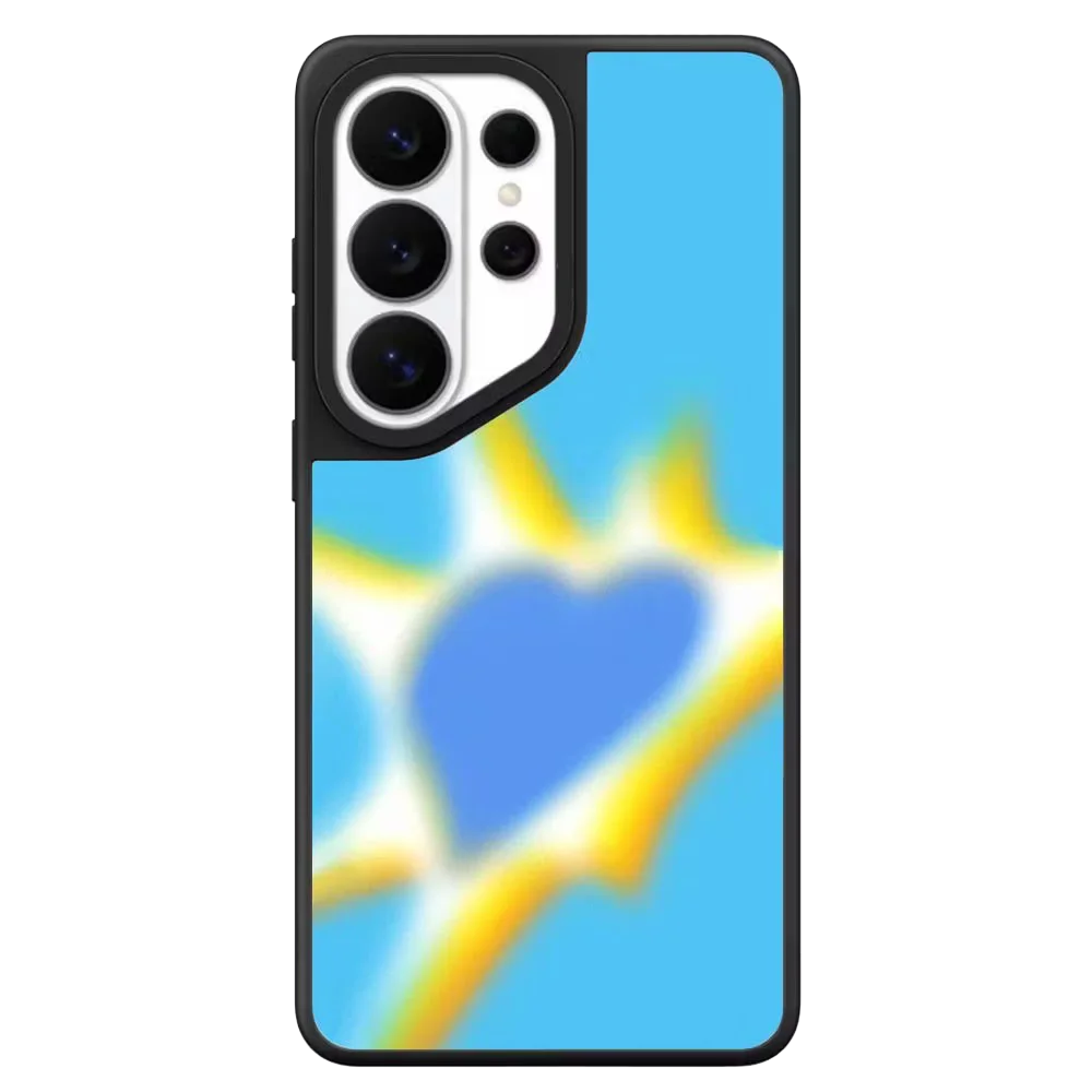 Star Love Shape Spark Mirror Surface Magnetic Phone Cover for Samsung Galaxy S23 S24 S25 S26 Ultra S26+ Plus Case Quake no magsafe 4 for Galaxy S26 Ultra