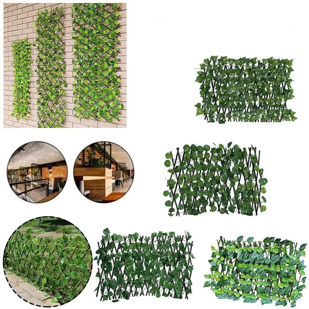 Wooden Expandable Fence Artificial Ivy Leaf Privacy Trellis Outdoor Garden Border for Home Yard Decoration Quake
