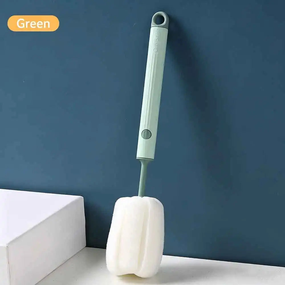 vvocci Bottle Brush Handheld Soft Head Food Grade Watering 360 Degree Rotation Baby Pacifier Cup Nipple Cleaning BrushesSilicone Quake B36 Green