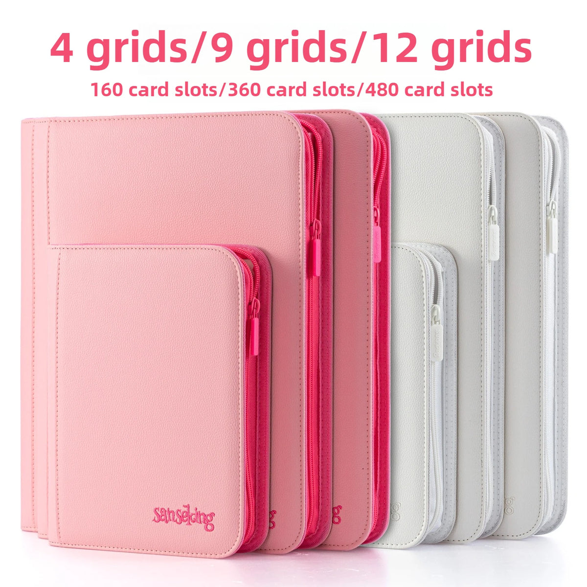 For Pokemon Premium Zipper 4/9/12 Pocket PU Card Binder Aesthetic Pink White Album for Pokemon Cards Game Collection Fan Photos Quake