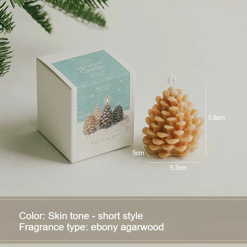 1pc Pinecone Aromatherapy Candle Shaped Decorative Ornament Creative Gift Desktop Prop Decoration Quake Short-B