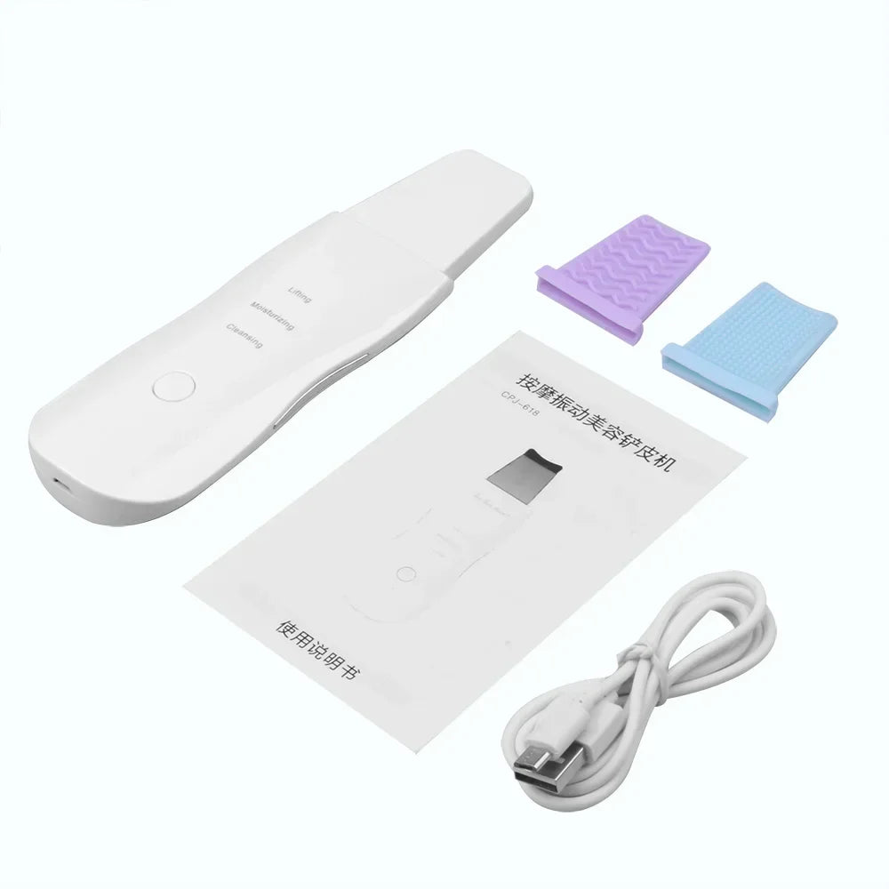 Professional No Ultrasonic Facial Skin Scrubber Ion Deep Face Cleaning Peeling Rechargeable Skin Care Device Beauty Instrument Quake