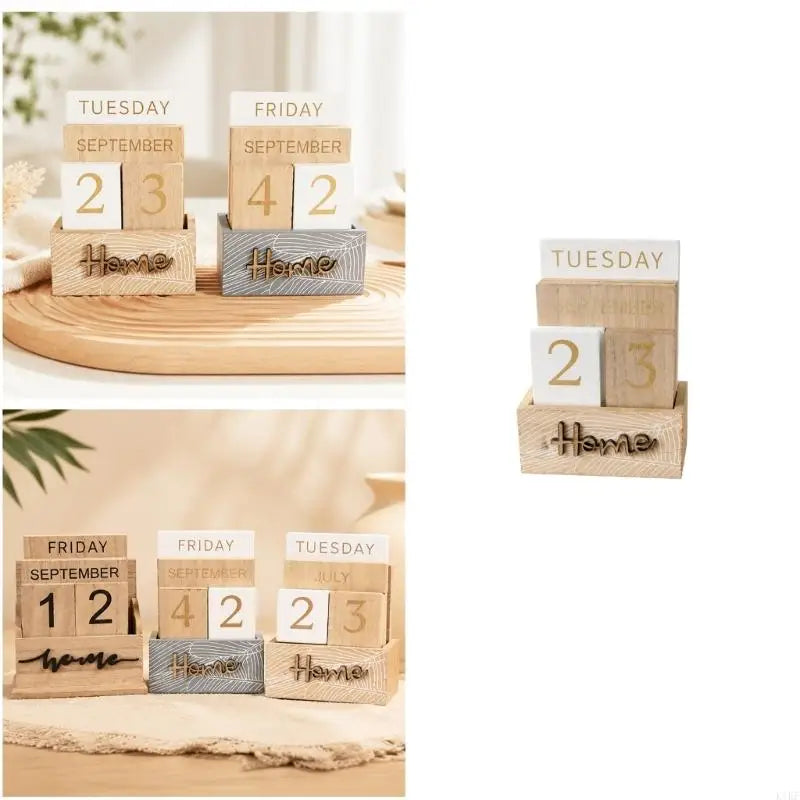 Manual Desk Permanent Calendar with Large Printed Weekday, Month and Date Cubes, No Batteries Required for Desk Use K1KF Quake