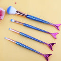 4pcs Gradient Mermaid Makeup Brushes Kit Maquiagem Maquillaje New Mermaid Foundation Eyebrow Eyeliner Cosmetic Makeup Brushes Quake Blue set
