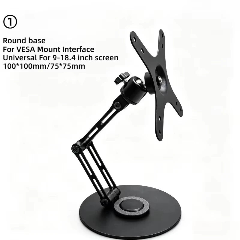 Monitor Foldable Arm Portable Monitor Pad Stand With 360 Rotation Tablet Support Displays Articulated Arm Monitor Accessories Quake Round 100mm