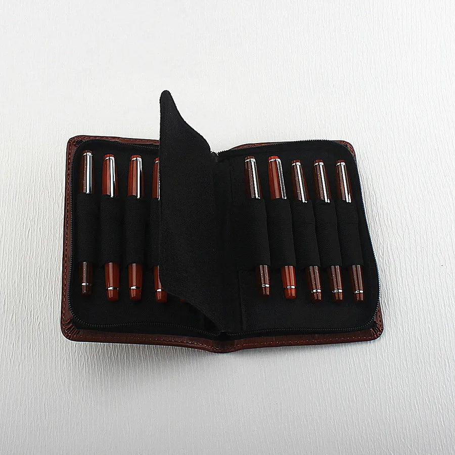 PU Leather Pen Holder Case for 10 24 36 48 Pens Waterproof Storage Organizer Quake