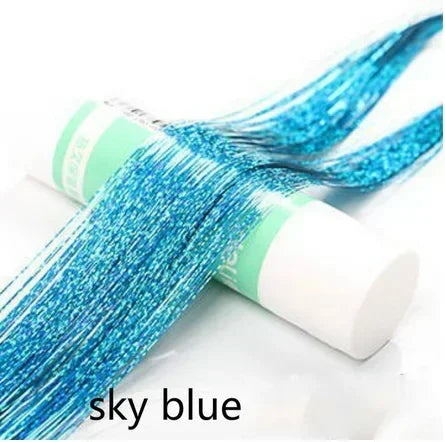 93cm/100cm Holographic Hair Extensions Accessories Glitter Hair Tinsel Sparkle Shiny 120 Strands Bling Twinkle Hair Extensions Quake No 8 100 cm