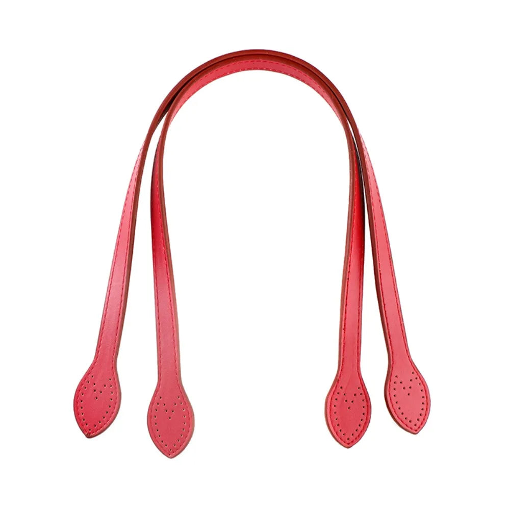2Pcs Portable PU Leather Shoulder Bag Strap Replacement Core Stitching Bag Belt Detachable Handbag Band Handle Bag Accessories Quake Dull Red