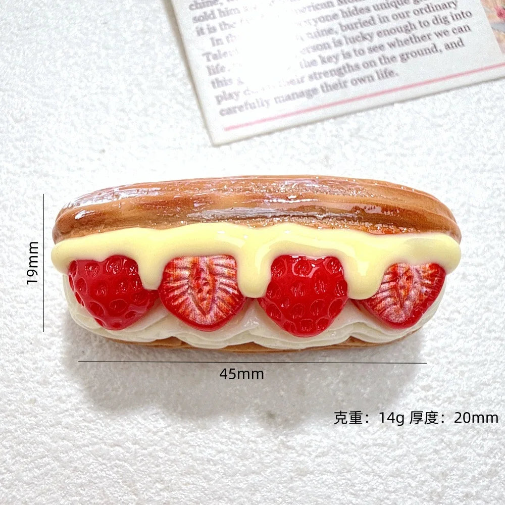5pcs Kawaii Strawberry Chocolate Cake Resin Miniature Cabochon DIY Jewelry Making Phone Decoration Scrapbooking Crafts Accessory Quake No.4