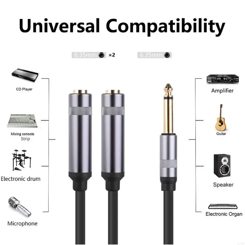Single Channel 6.5mm Y Splitter Cable Connectors Wire Line Connection Device To Two Speakers Or Mixers K1KF Quake