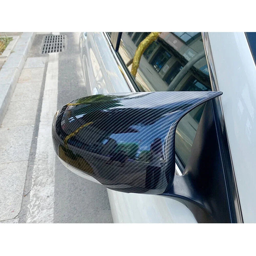 For Toyota Mark X Reiz Wish Prius Car Rearview Side Mirror Cover Wing Cap Exterior Door Rear View Case Trim Carbon Fiber Look Quake